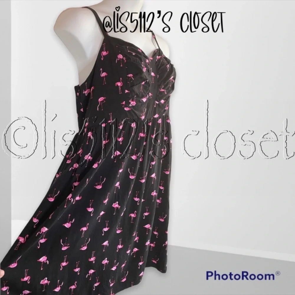 Torrid Black & Pink Flamingo Print Challis Sundress Dress 3X - Picture 6 of 16